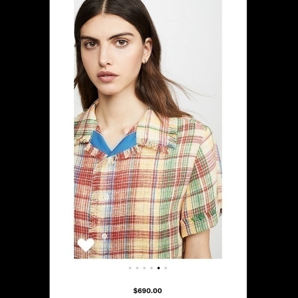 Monse Plaid Boxy Basket Weave Havana Shirt Button Down Top NWT Large Linen Blend - Picture 2 of 15